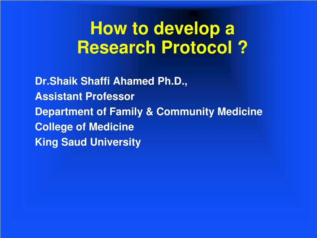 how to develop a research protocol