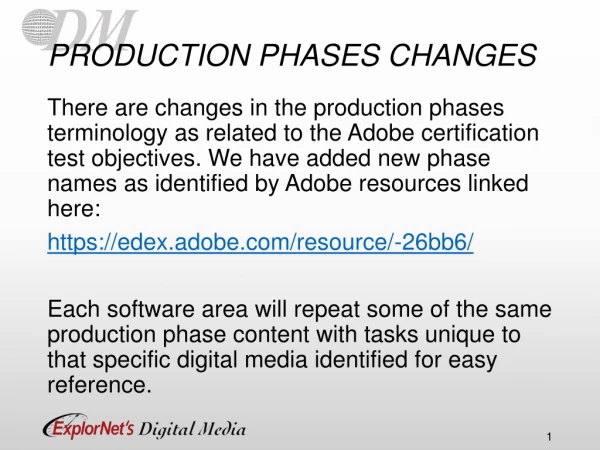 PRODUCTION PHASES CHANGES