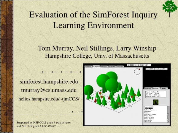 Evaluation of the SimForest Inquiry Learning Environment