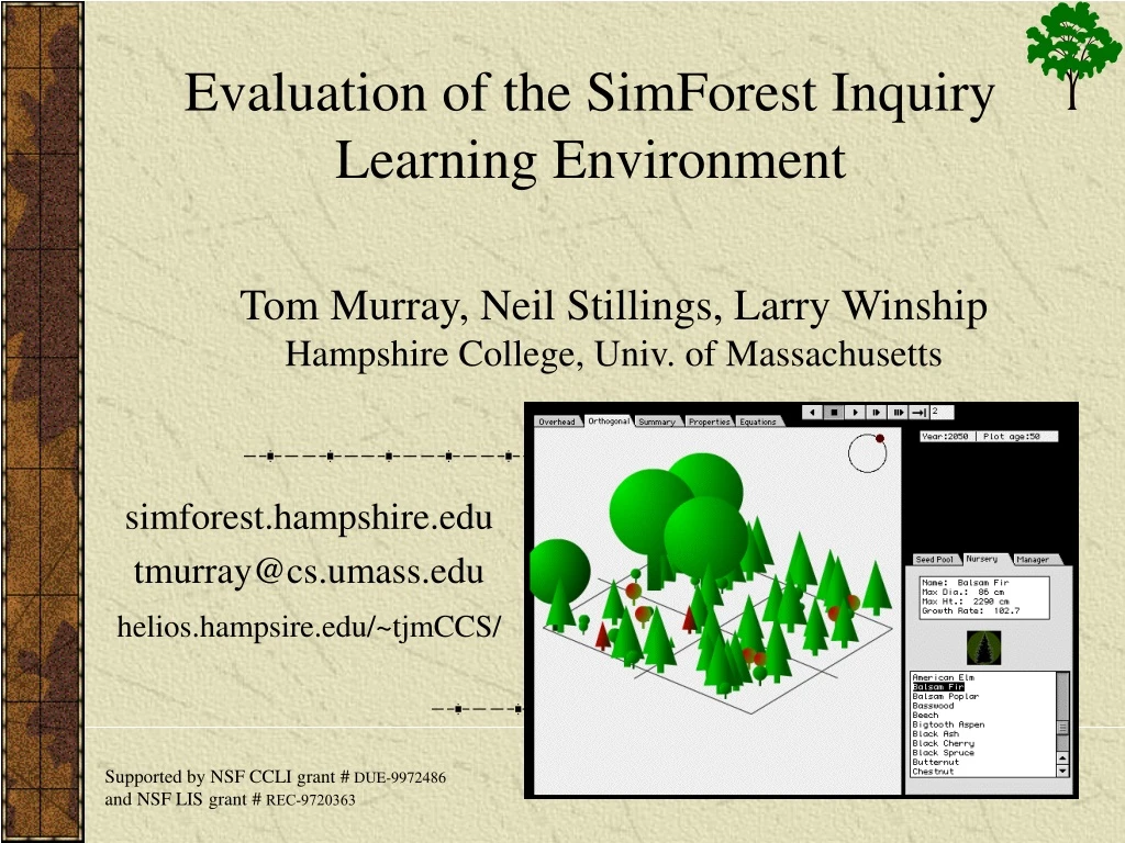 evaluation of the simforest inquiry learning environment