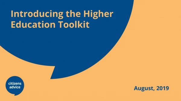 Introducing the Higher Education Toolkit