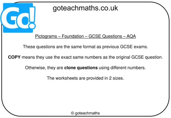 Pictograms – Foundation – GCSE Questions – AQA