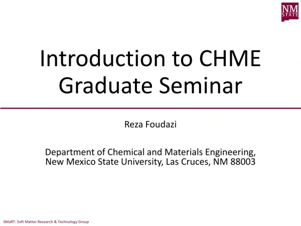 Introduction to CHME Graduate Seminar