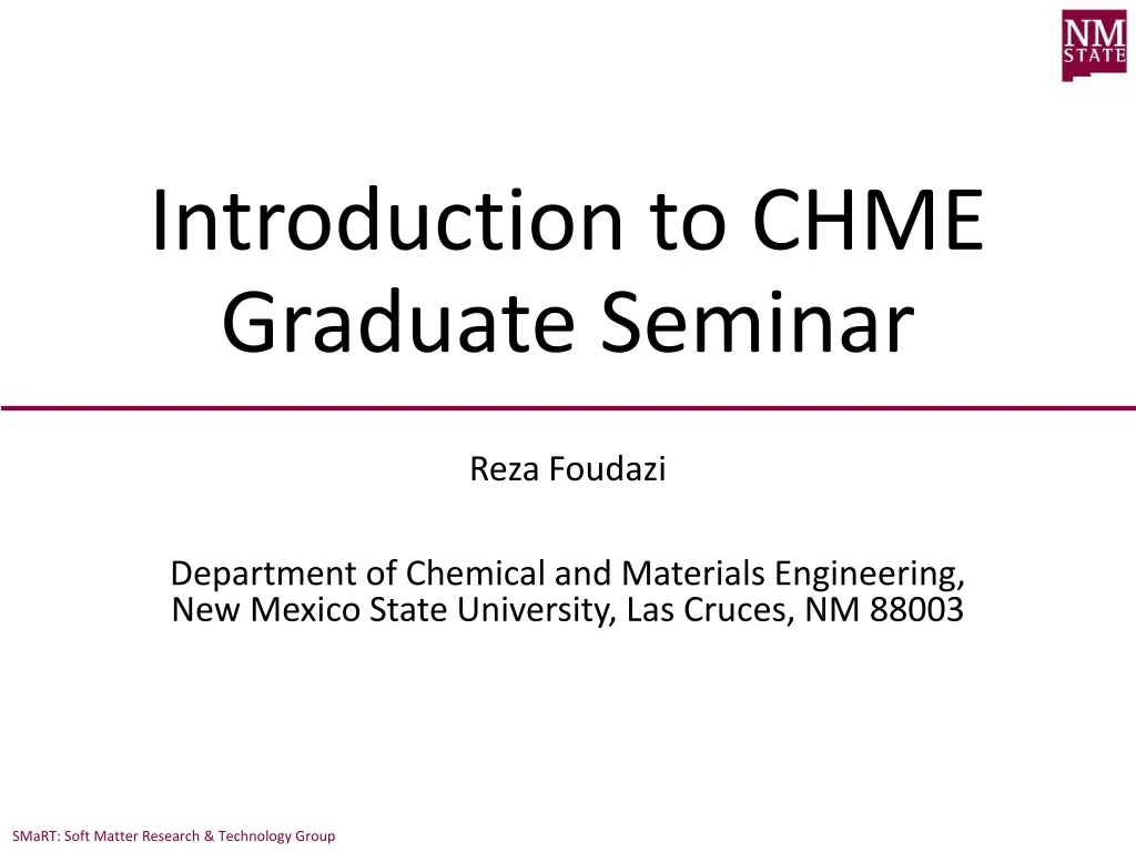 introduction to chme graduate seminar