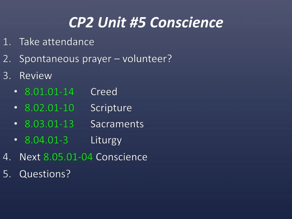 cp2 unit 5 conscience