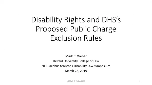 Disability Rights and DHS’s Proposed Public Charge Exclusion Rules