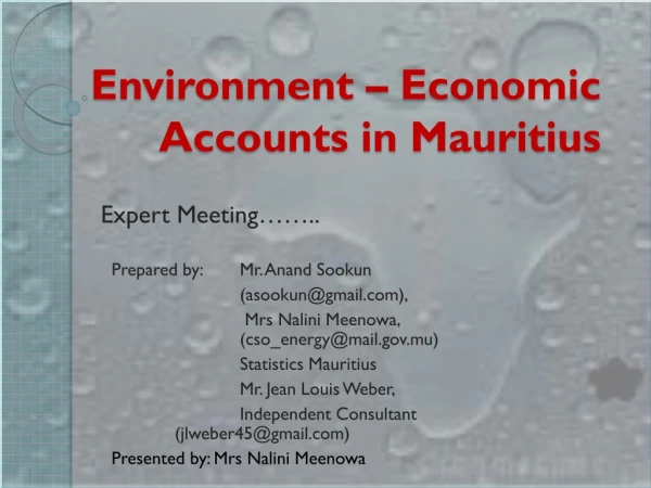Environment – Economic Accounts in Mauritius