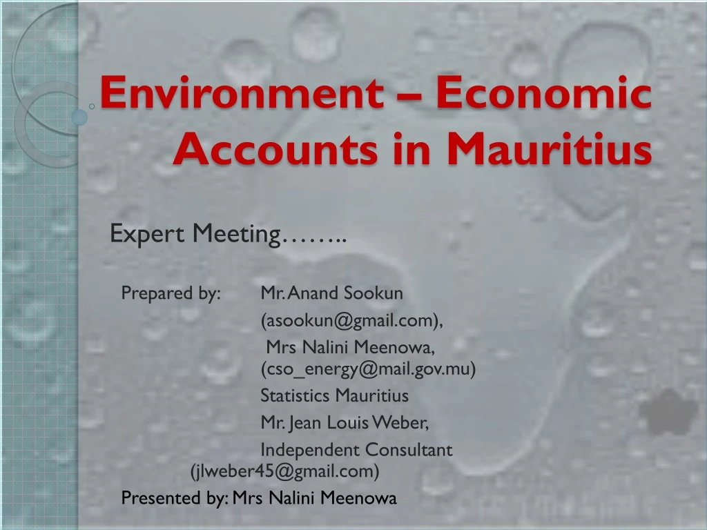 environment economic accounts in mauritius