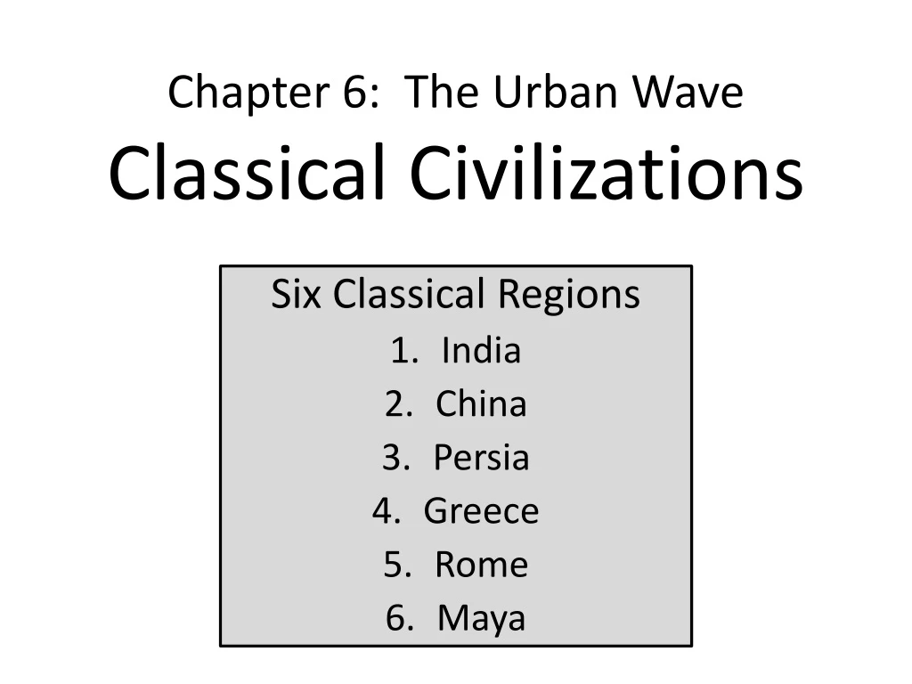 chapter 6 the urban wave classical civilizations
