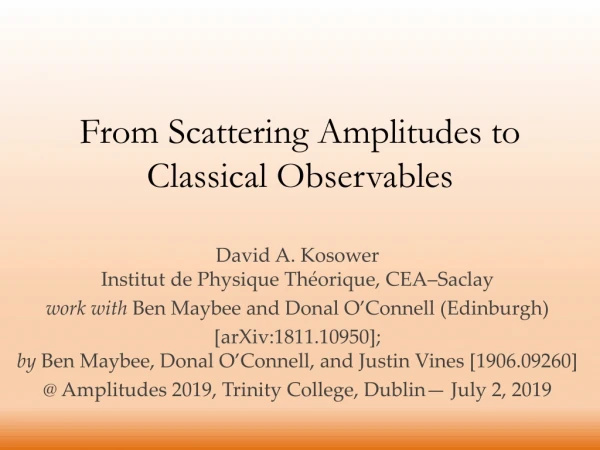 From Scattering Amplitudes to Classical Observables