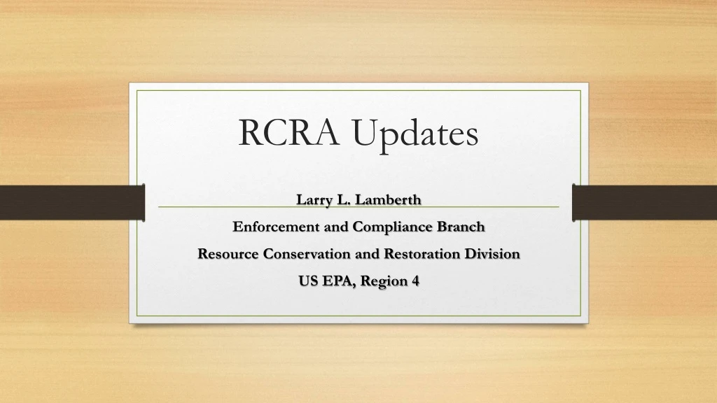rcra updates