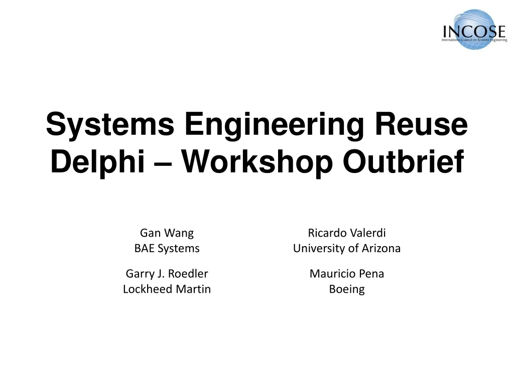 systems engineering reuse delphi workshop outbrief