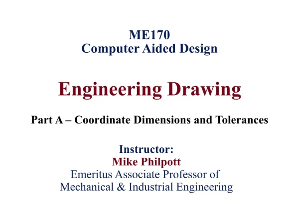 Engineering Drawing Part A – Coordinate Dimensions and Tolerances