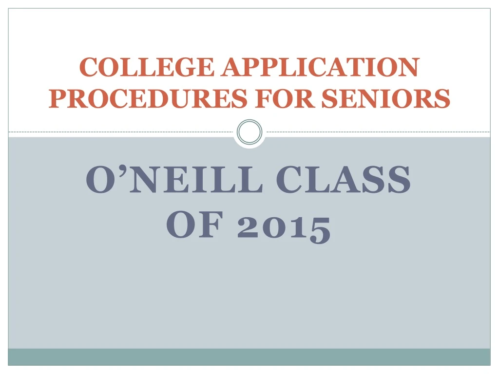 college application procedures for seniors