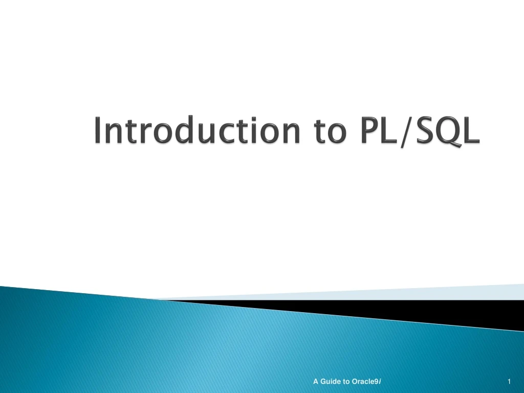introduction to pl sql