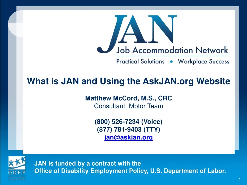 what is jan and using the askjan org website