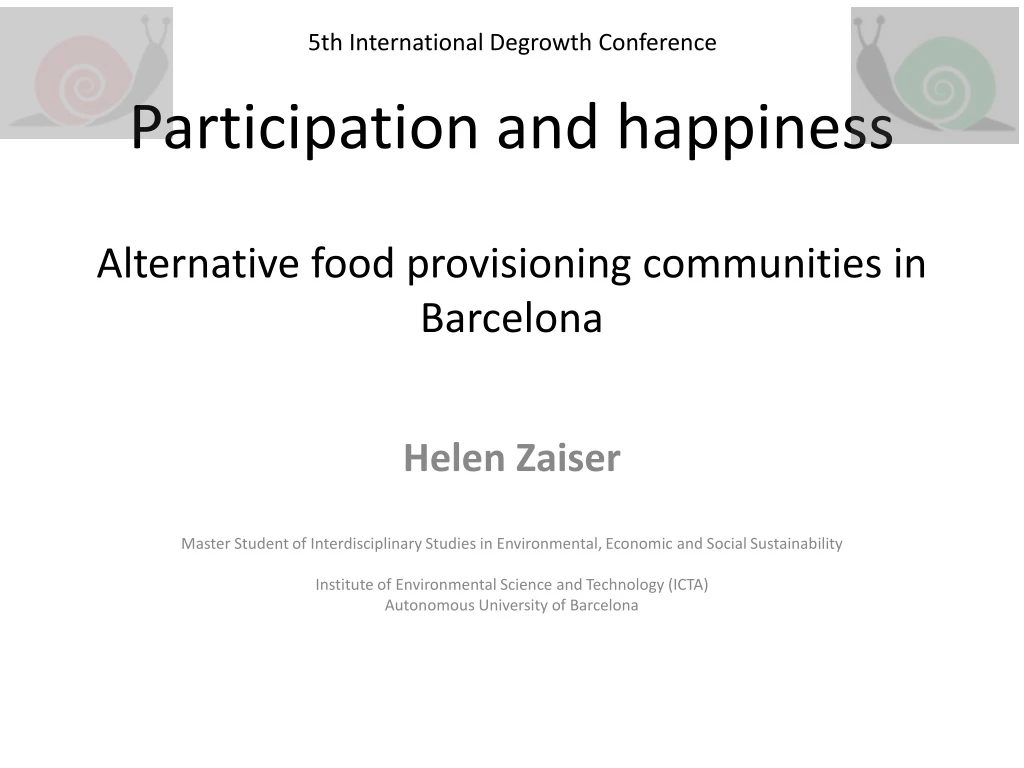 participation and happiness alternative food provisioning communities in barcelona