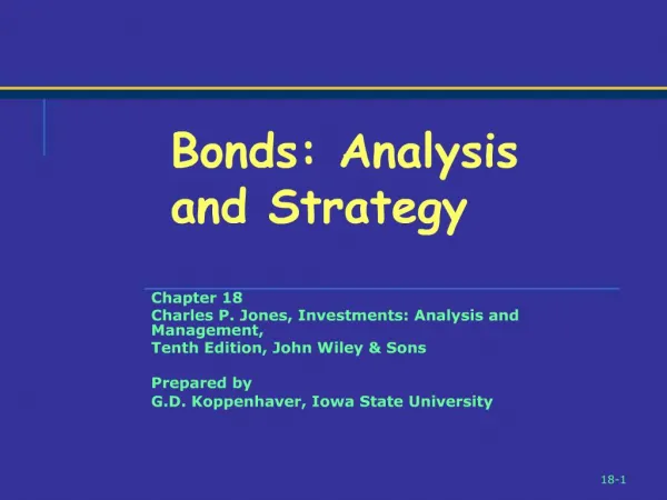 Bonds: Analysis and Strategy