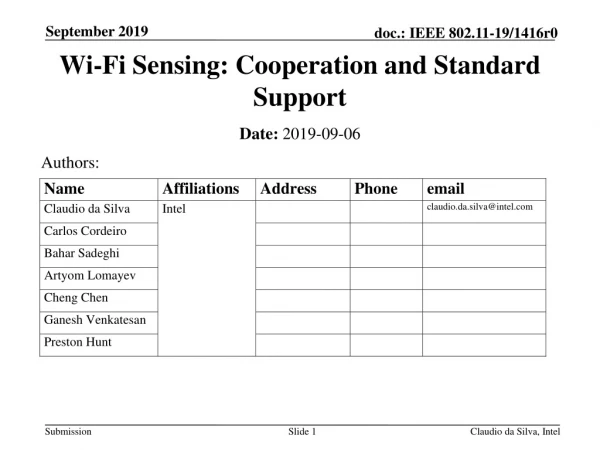 Wi-Fi Sensing: Cooperation and Standard Support