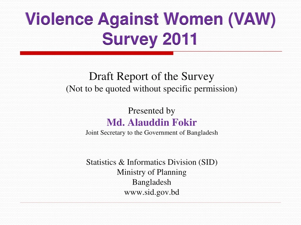 violence against women vaw survey 2011