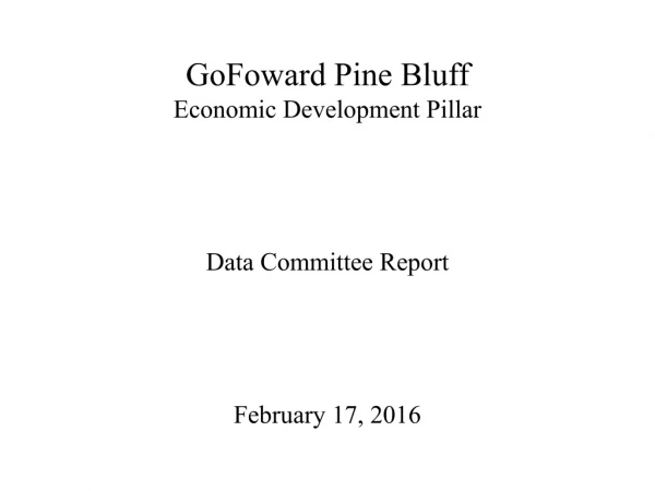GoFoward Pine Bluff Economic Development Pillar Data Committee Report February 17, 2016