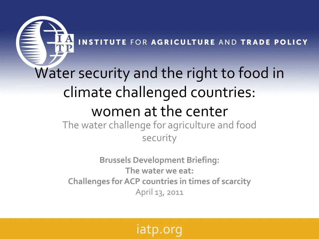 water security and the right to food in climate challenged countries women at the center