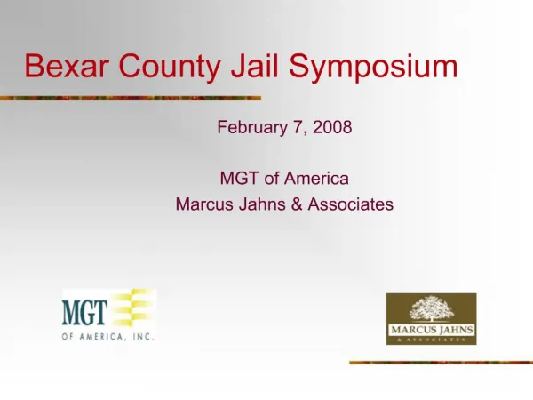 Bexar County Jail Symposium