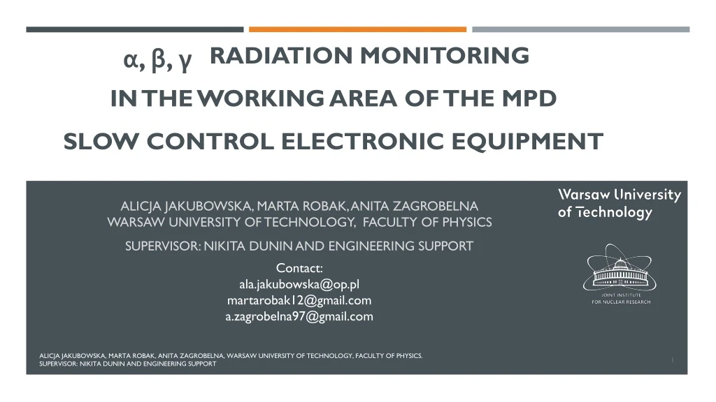 radiation monitoring in the working area of the mpd slow control electronic equipment