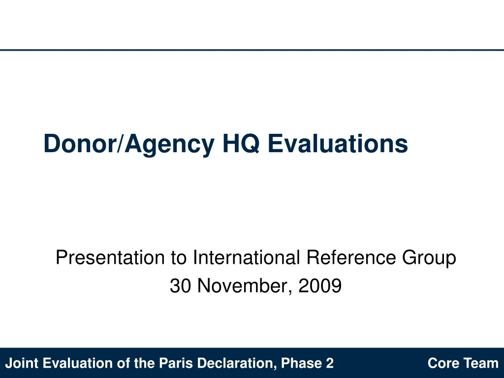 donor agency hq evaluations