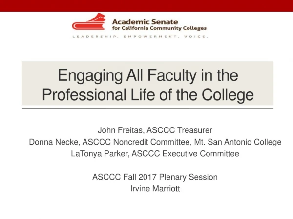 Engaging All Faculty in the Professional Life of the College