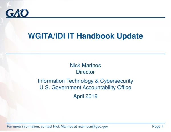 WGITA/IDI IT Handbook Update