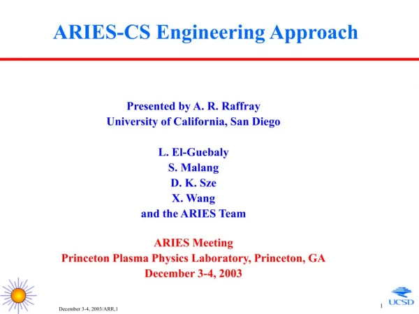 ARIES-CS Engineering Approach