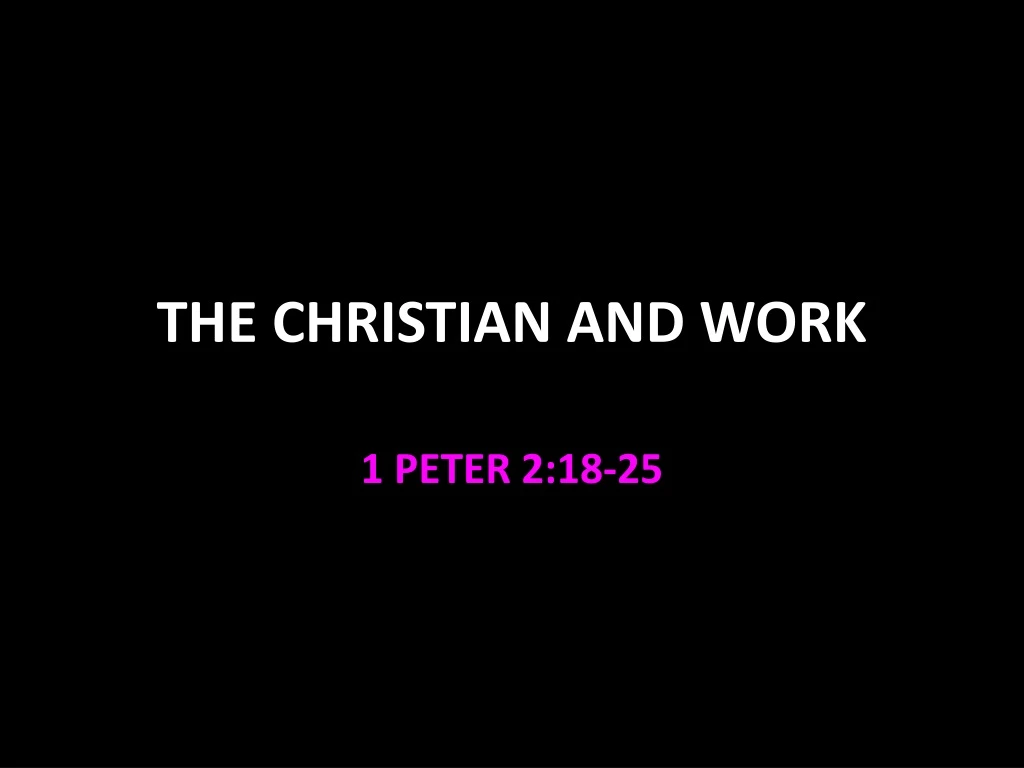 the christian and work