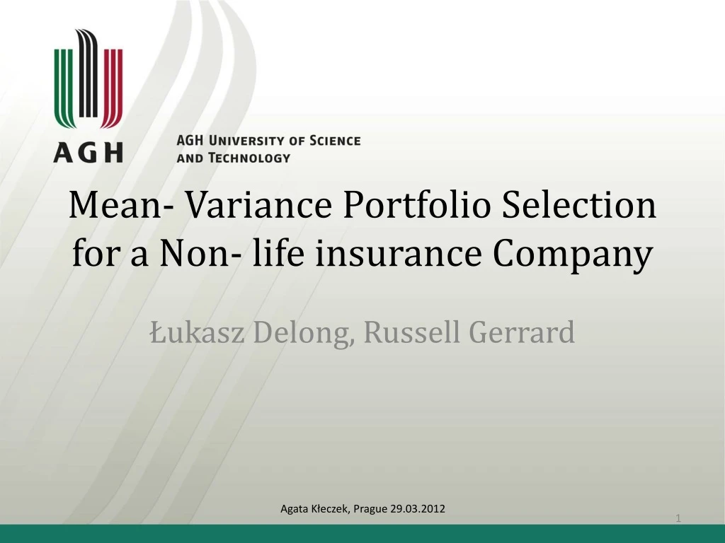 m ean variance portfolio selection for a non life insurance company