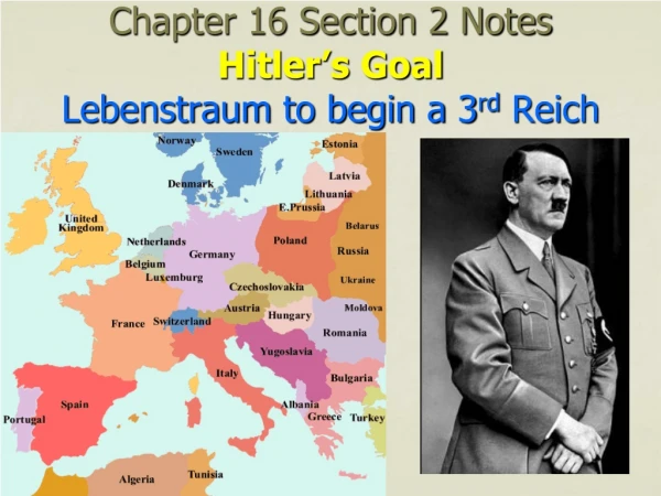 Chapter 16 Section 2 Notes Hitler’s Goal Lebenstraum to begin a 3 rd Reich