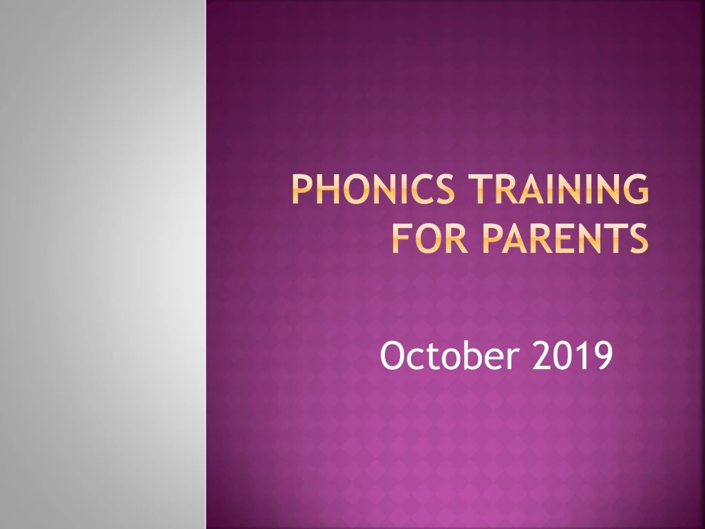 phonics training for parents