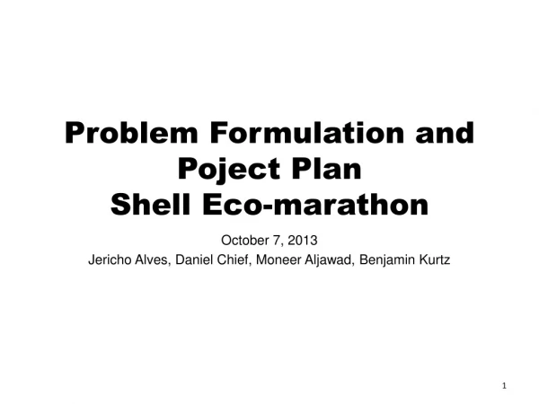 Problem Formulation and Poject Plan Shell Eco-marathon