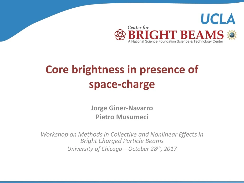 core brightness in presence of space charge