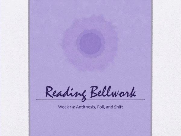 Reading Bellwork