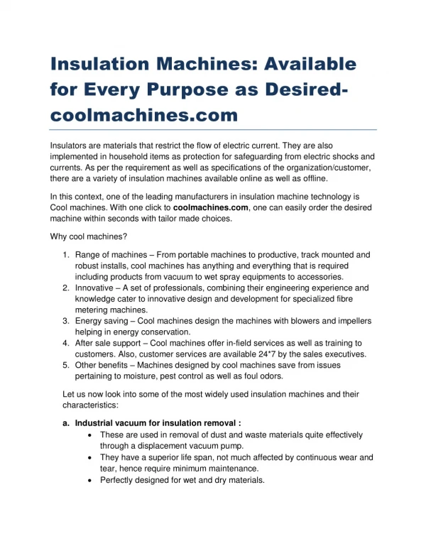 insulation machines available for every purpose