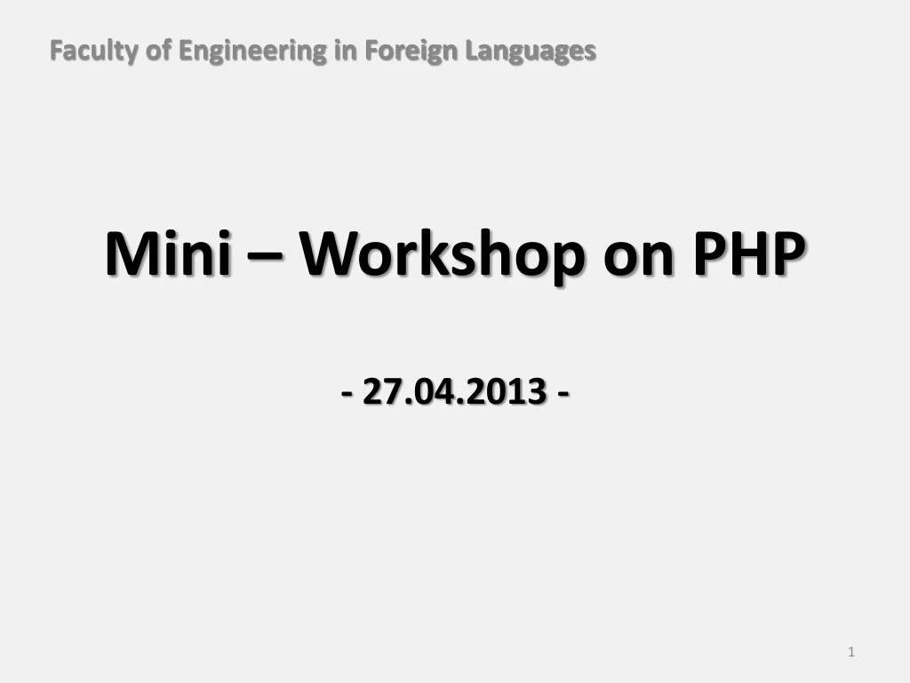 mini workshop on php 27 04 2013
