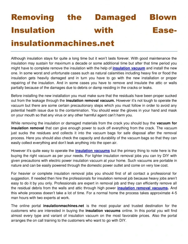 removing insulation insulationmachines net