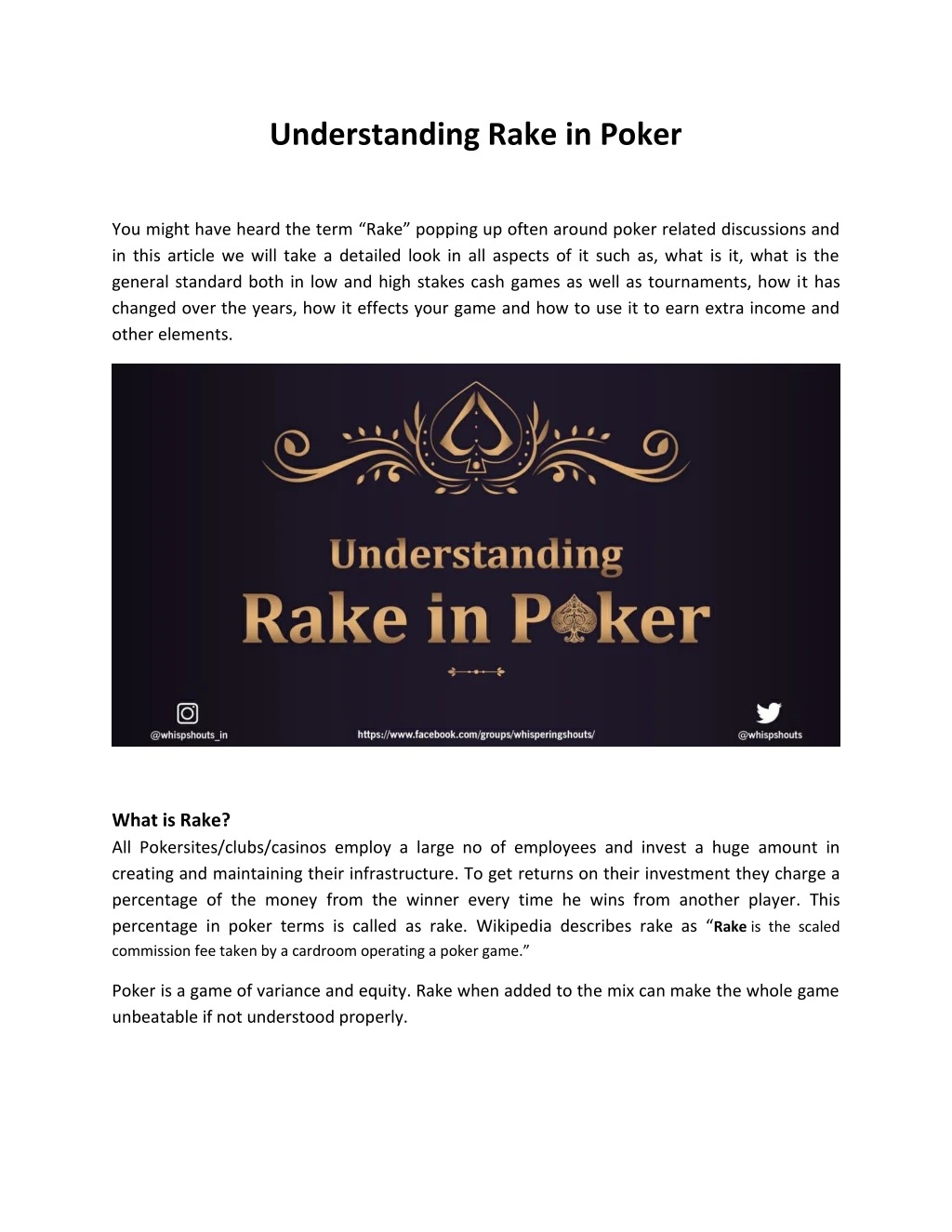 understanding rake in poker