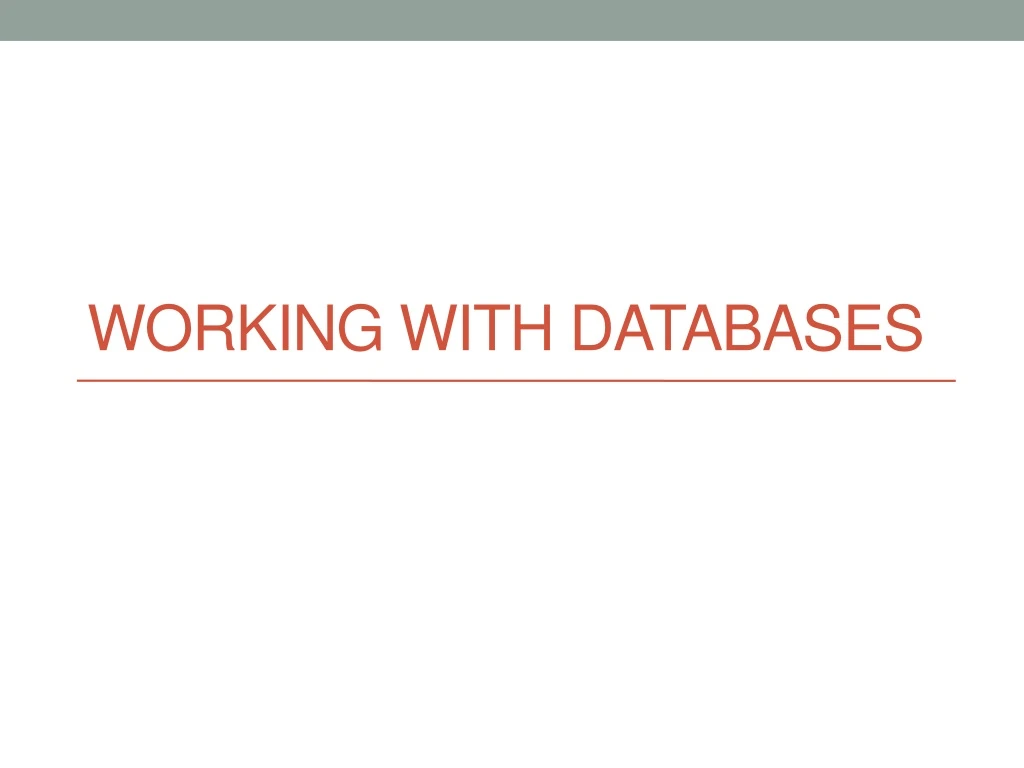 working with databases