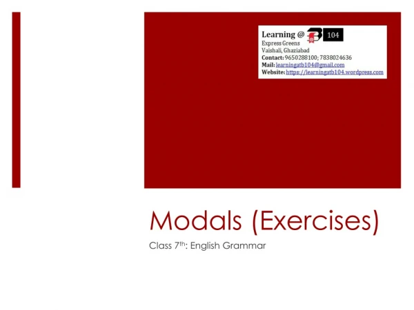 Modals (Exercises)