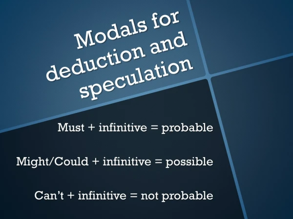 Modals for deduction and speculation