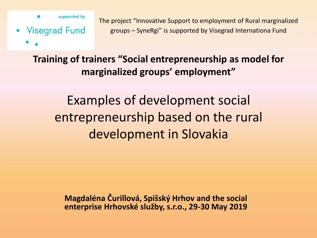 examples of development social entrepreneurship based on the rural development in slovakia