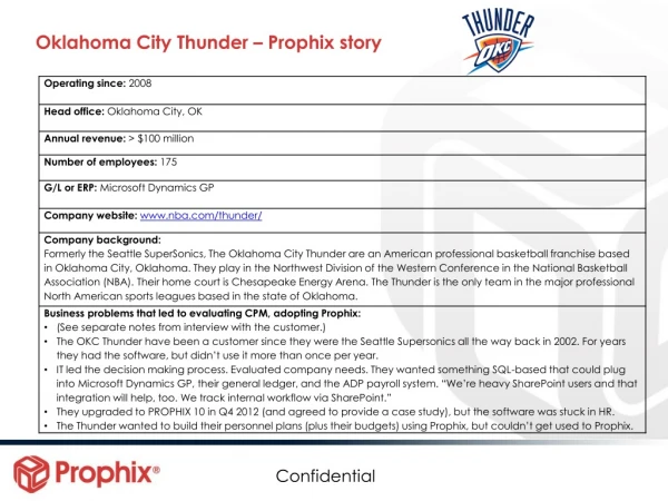 Oklahoma City Thunder – Prophix story