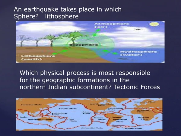 An earthquake takes place in which Sphere? lithosphere