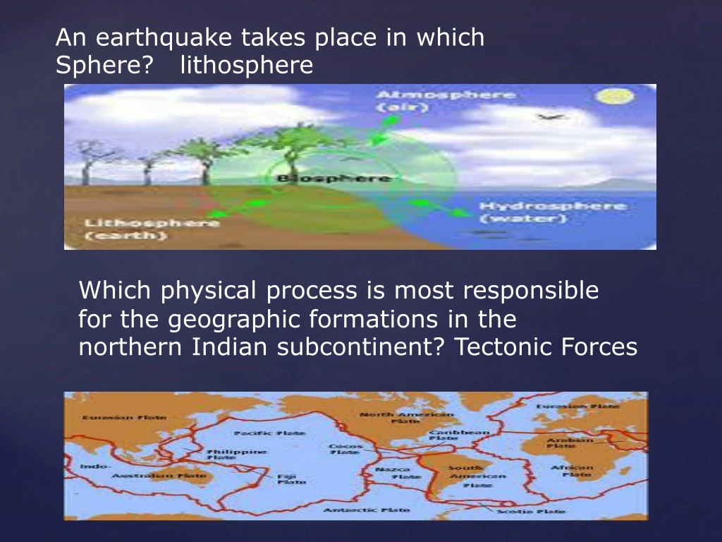 an earthquake takes place in which sphere
